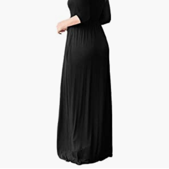 Wneedu Plus Size Black Maxi Dress 2XL - Picture 3 of 8